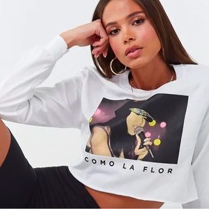 FOREVER 21 SELENA (2019) Quintanilla "Como La Flor" Long Sleeve Crop Top T-Shirt